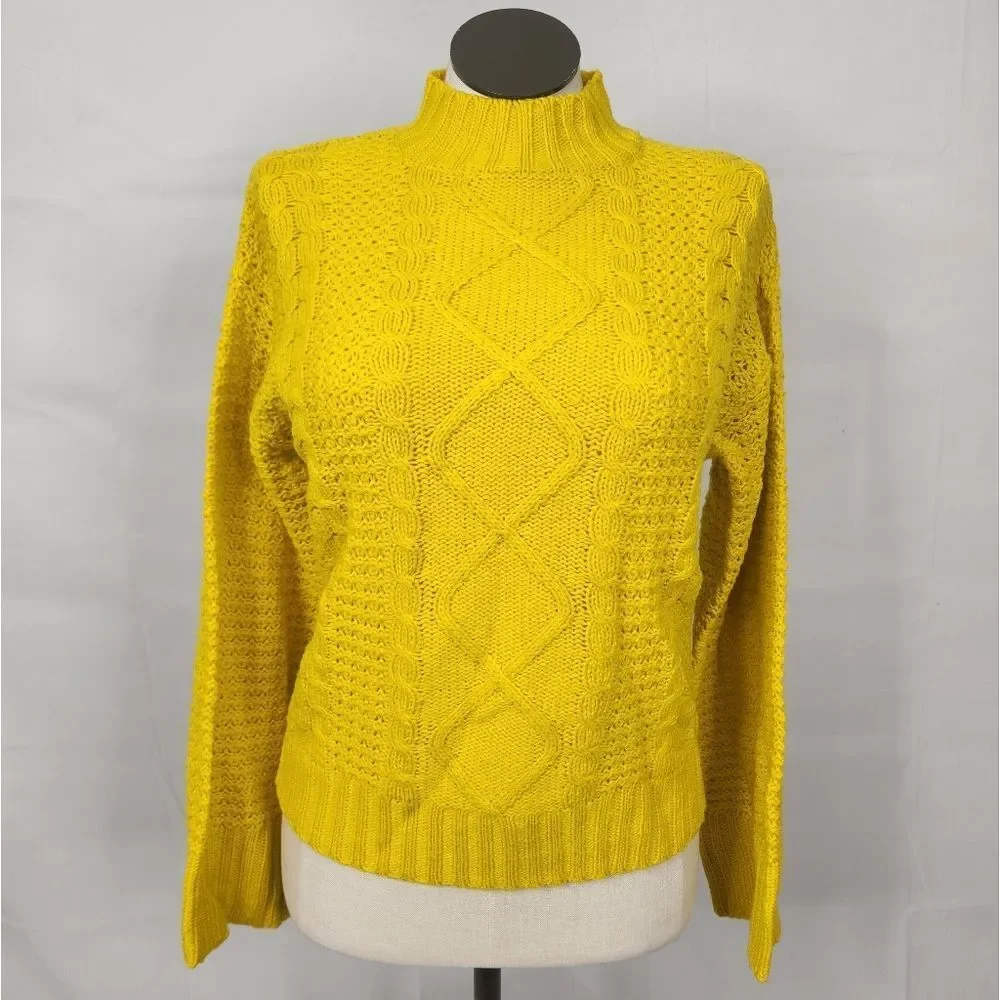 3/$25 NWT Alison Andrews Yellow Cable Knit Sweater Sz M